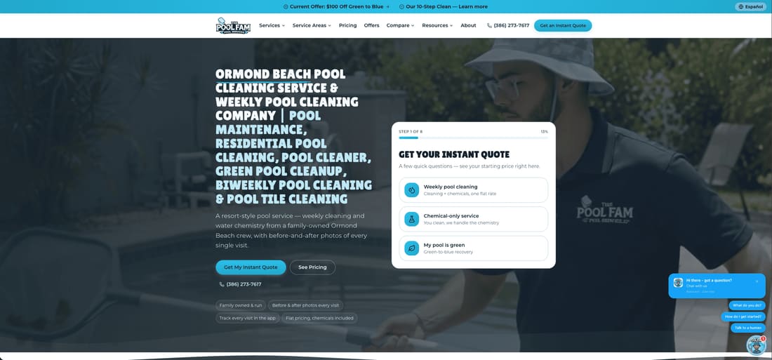 Screenshot of the The Pool Fam website